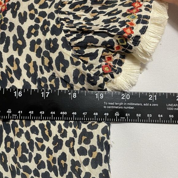 Thml Leopard Floral Embroiderd Flutter Sleeve Knee Length Dress Women's Size M - Picture 11 of 16